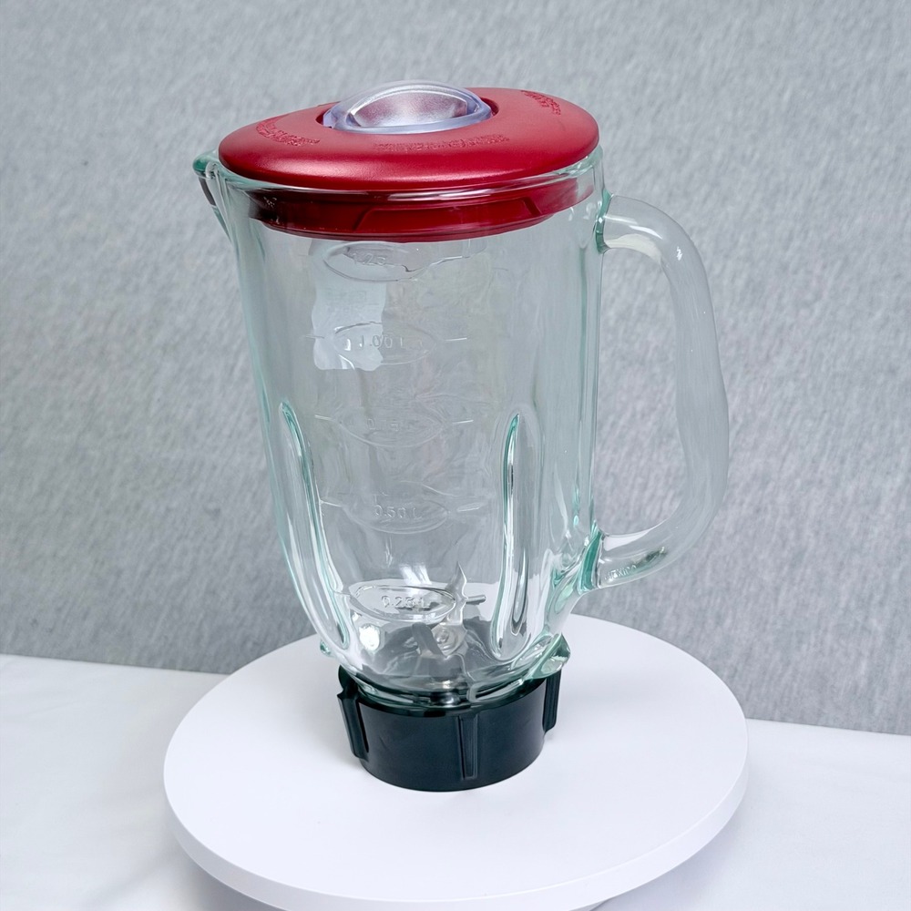 Osterizer Blender 5 Cup Glass Jar Pitcher Red Lid Blade Bottom Cap M124